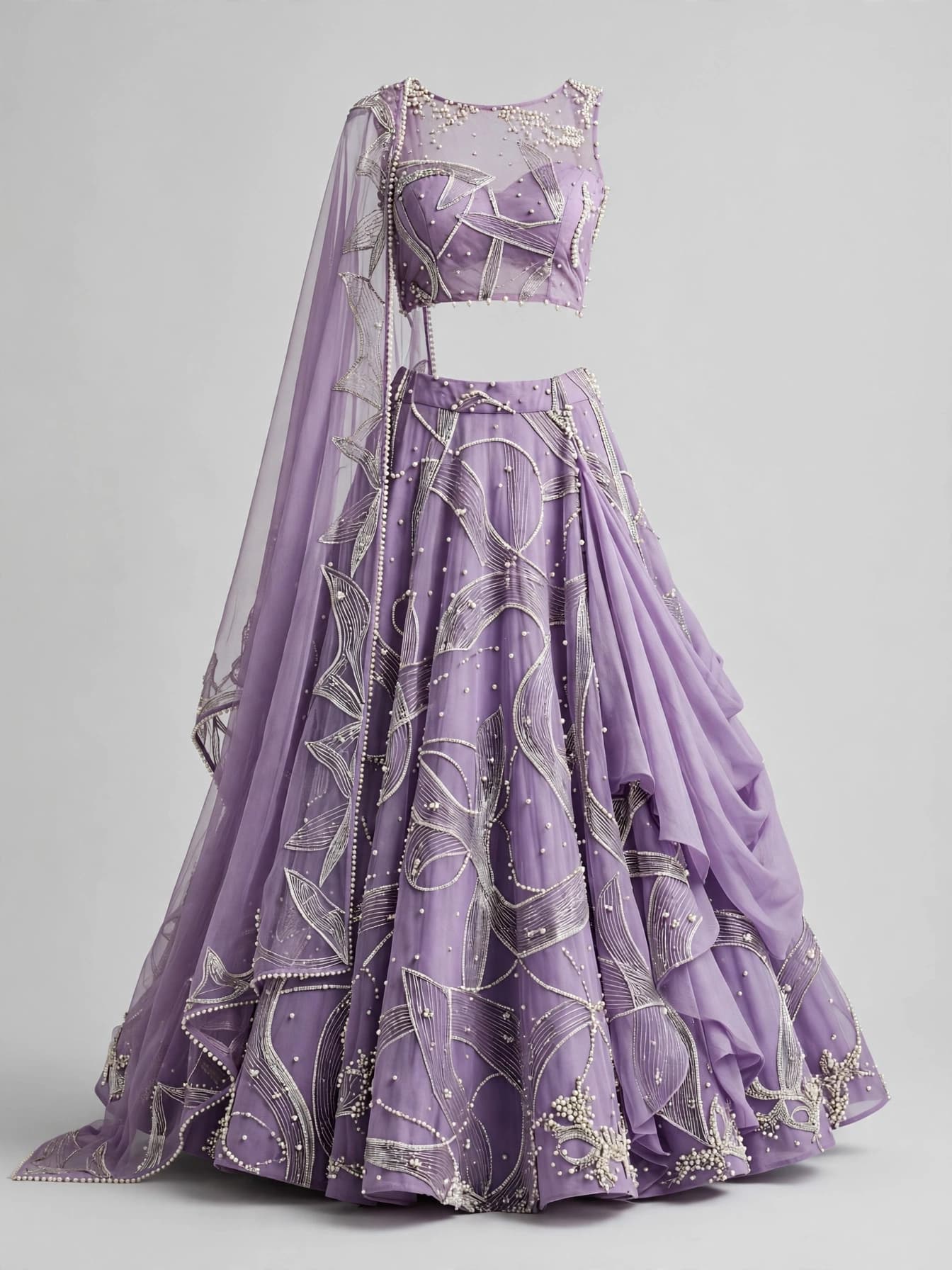 Regal Moti Garden Crop Top Lehenga