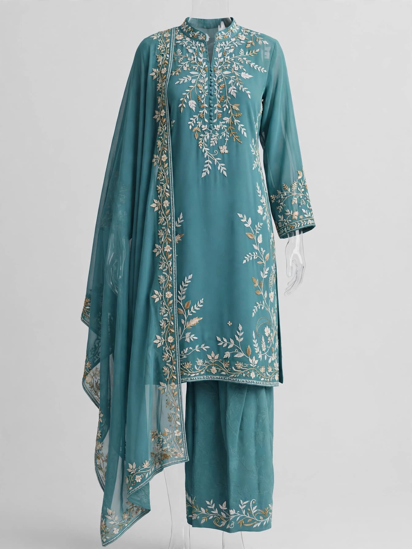 Golden Chandbali Charm Dress Material