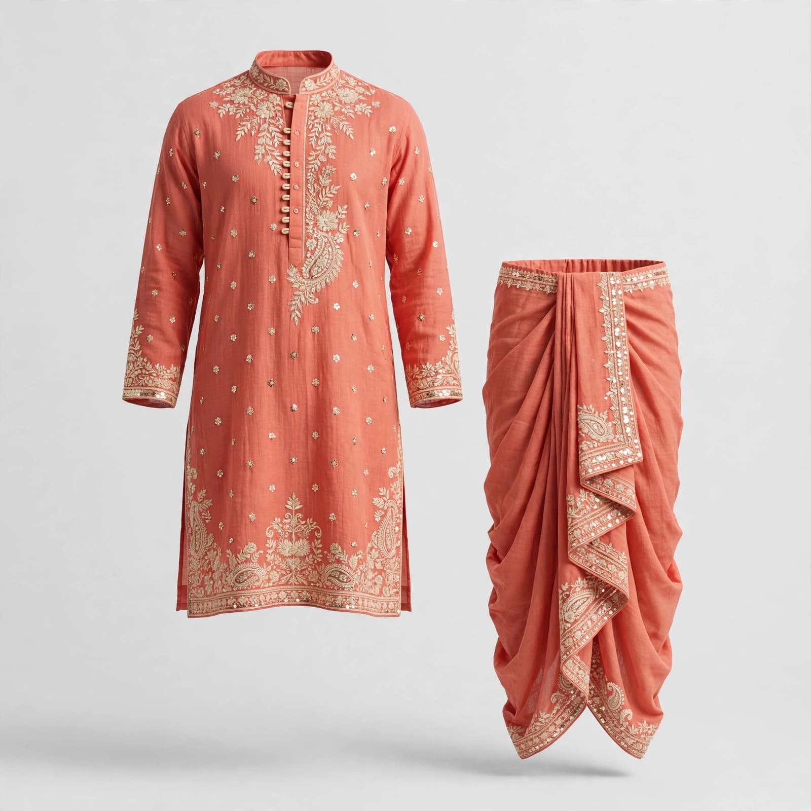 Heritage Kalamkari Tale Dhoti Set