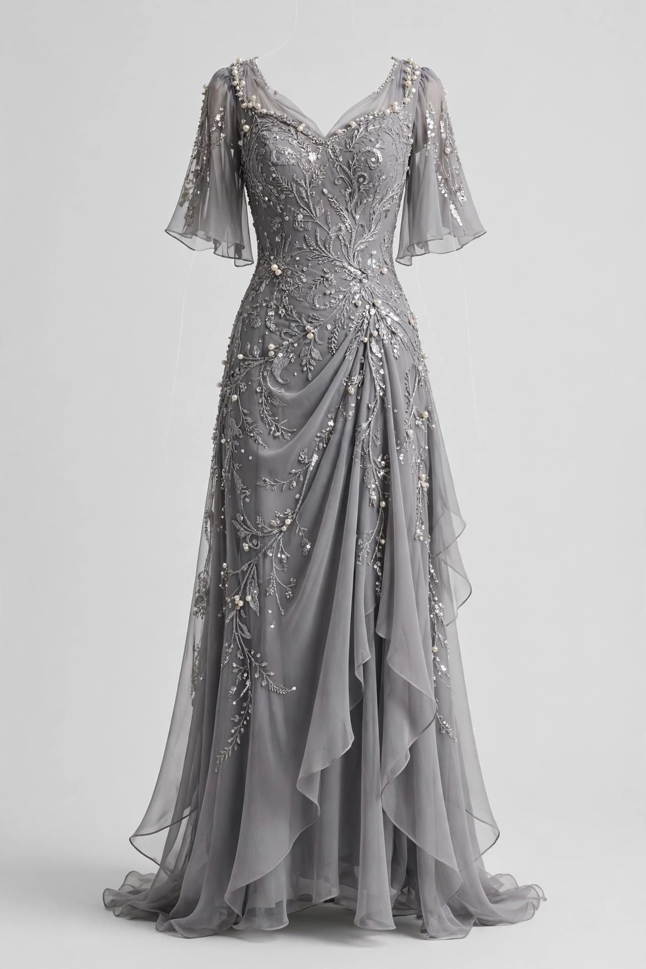 Pristine Floral Cascade Gown