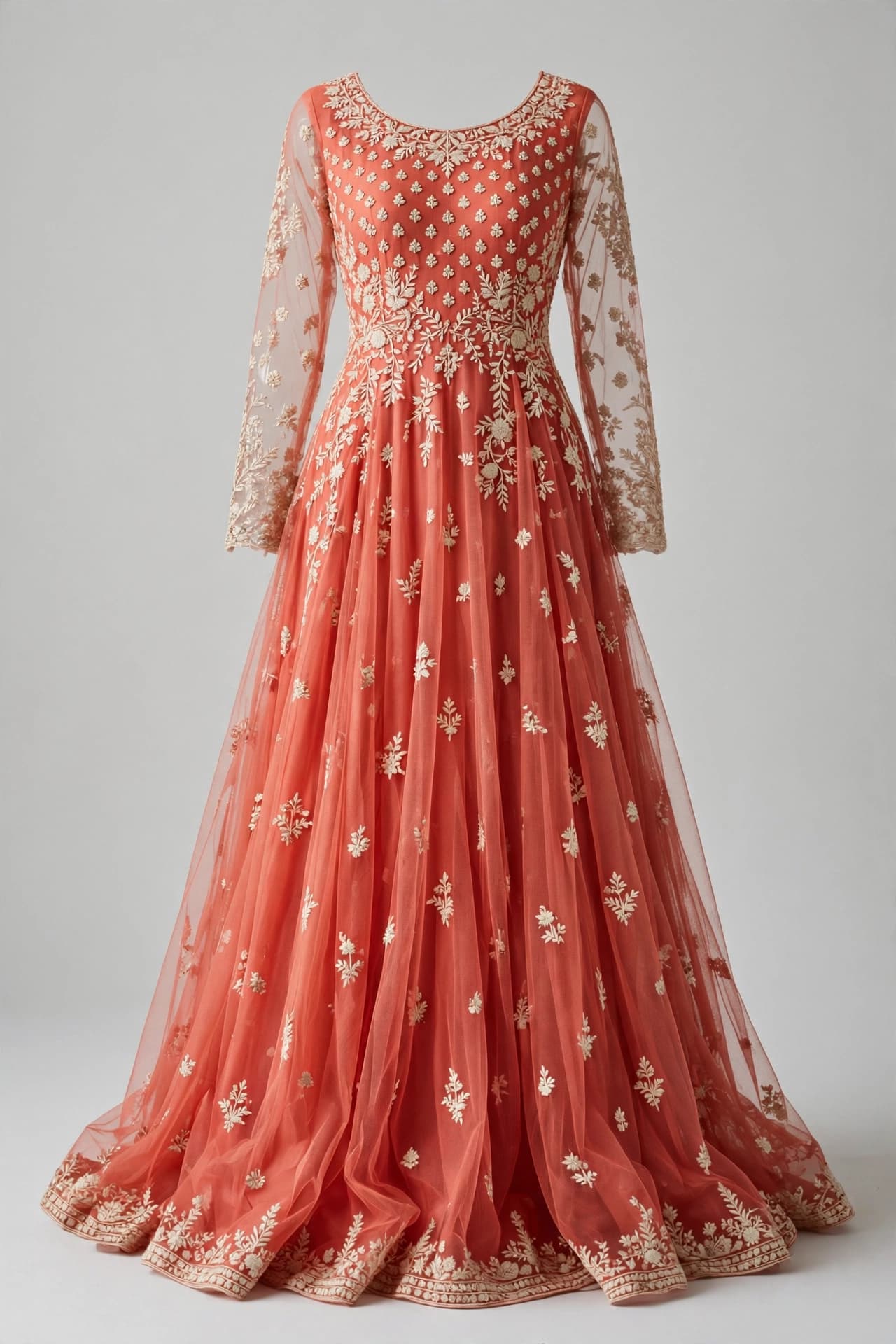 Velvet Chikankari Charm Gown