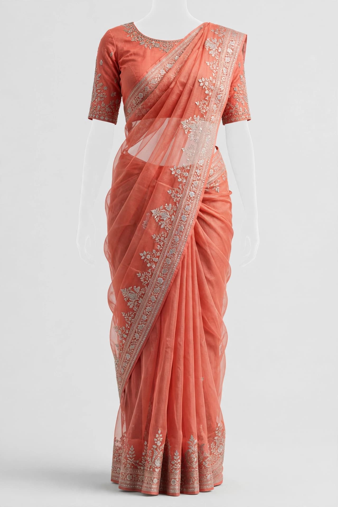 Harmonious Pearl Organza Sarees