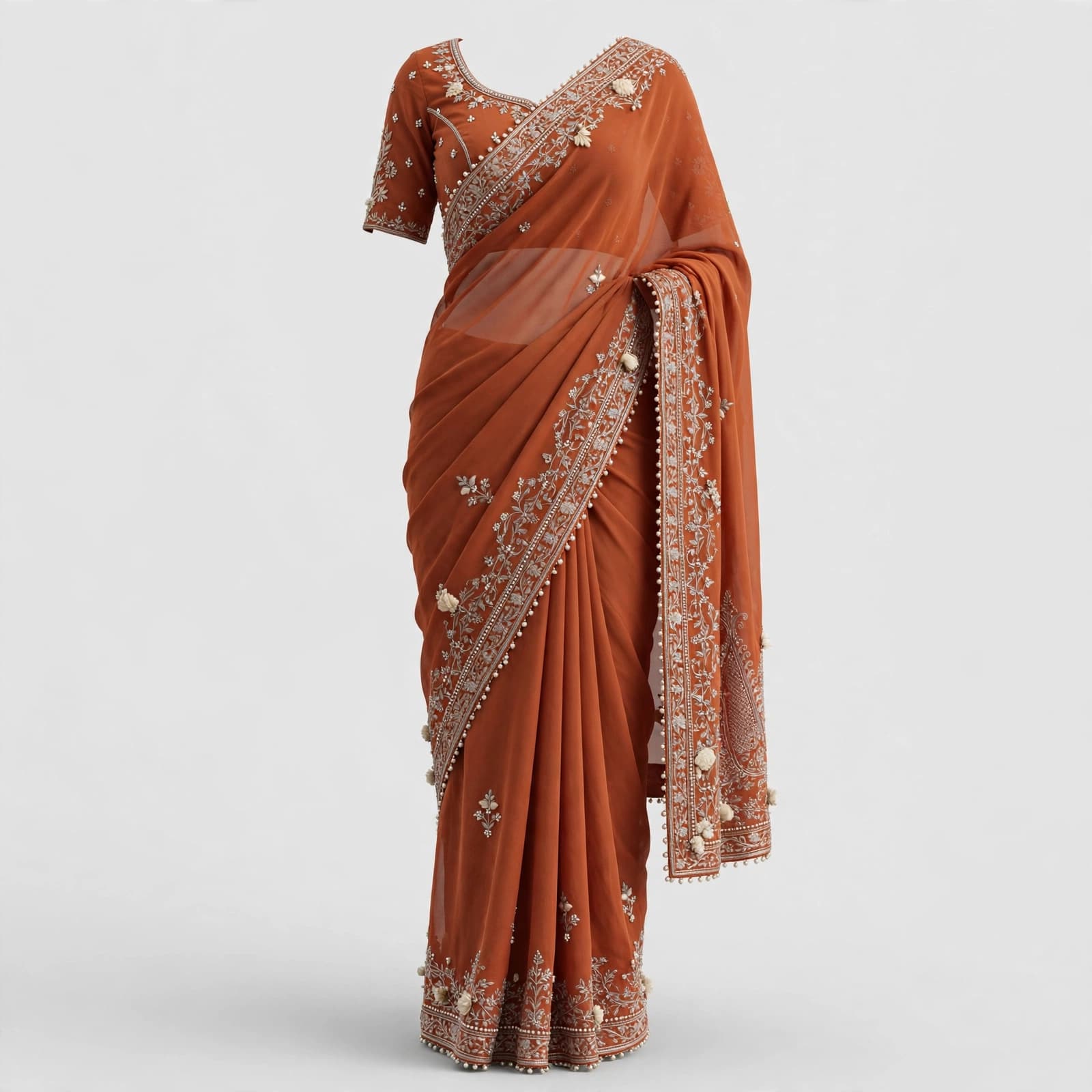 Majestic Chikankari Charm Georgette Saree