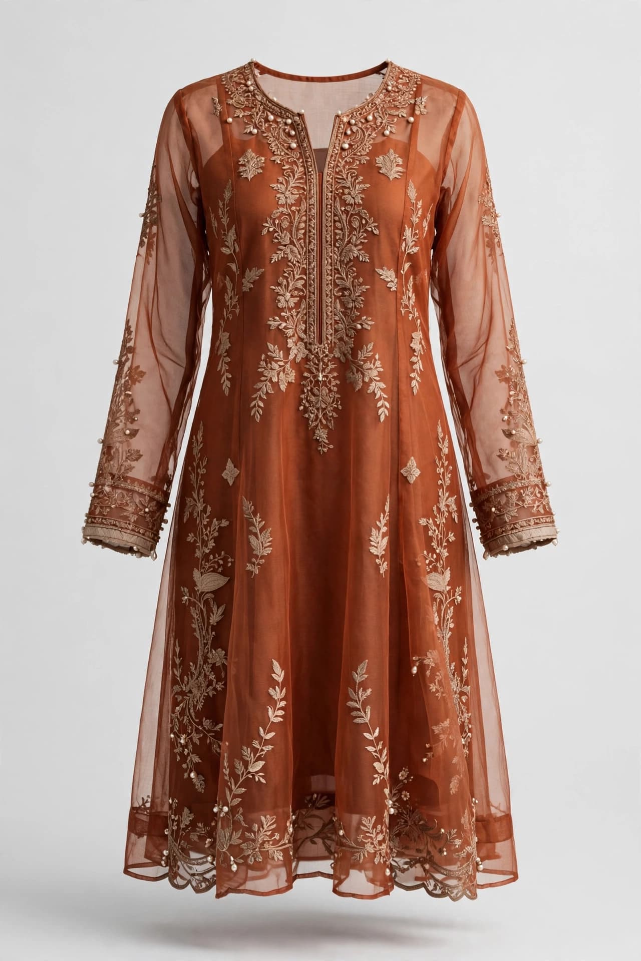 Opulent Chikankari Charm Fusion Dress