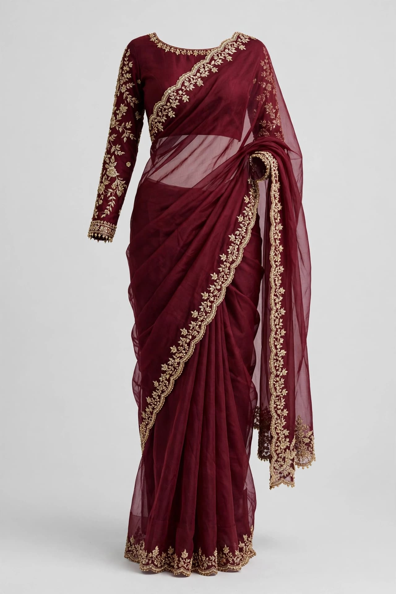 Opulent Pearl Dew Organza Saree