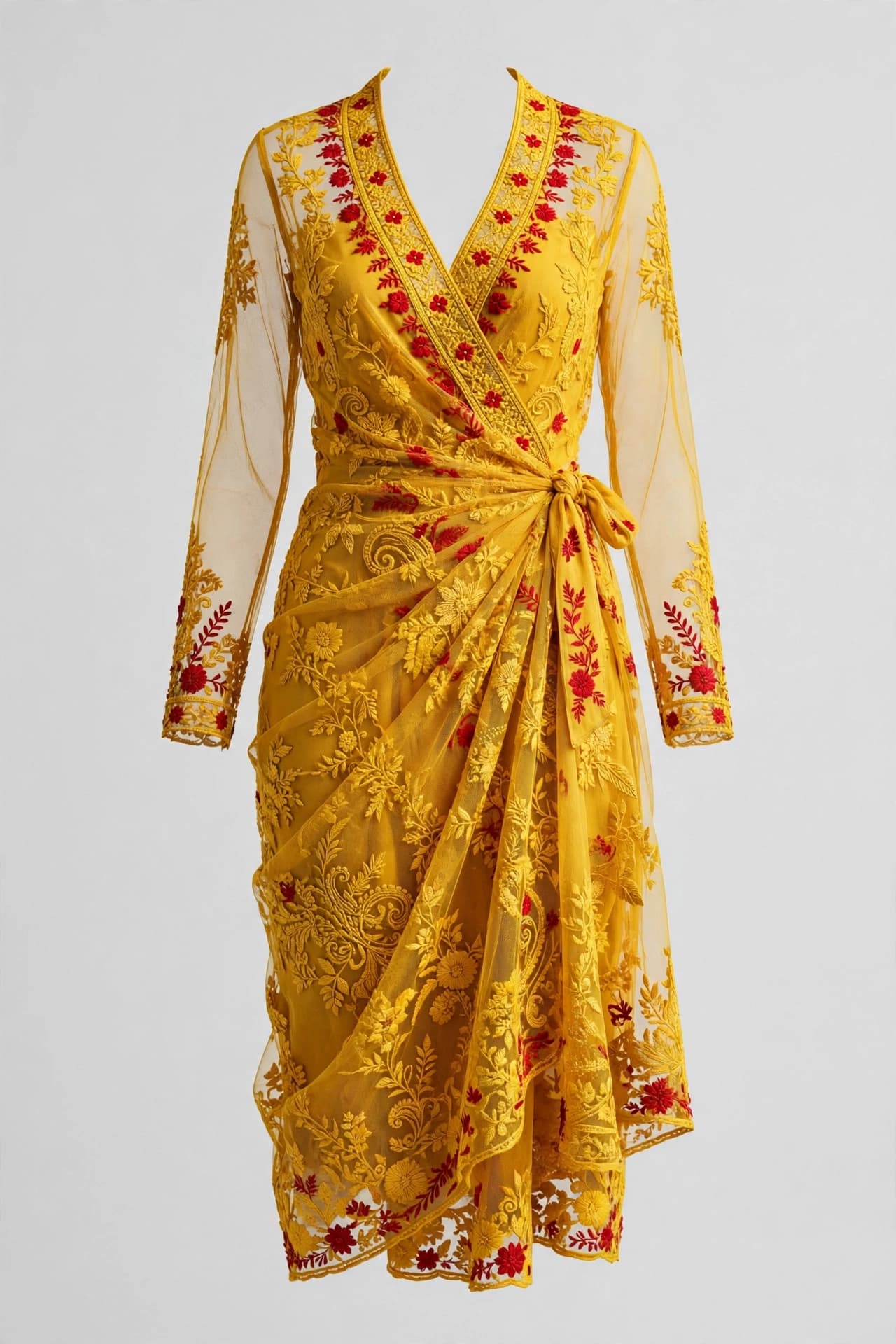 Regal Chikankari Charm Wrap Dress