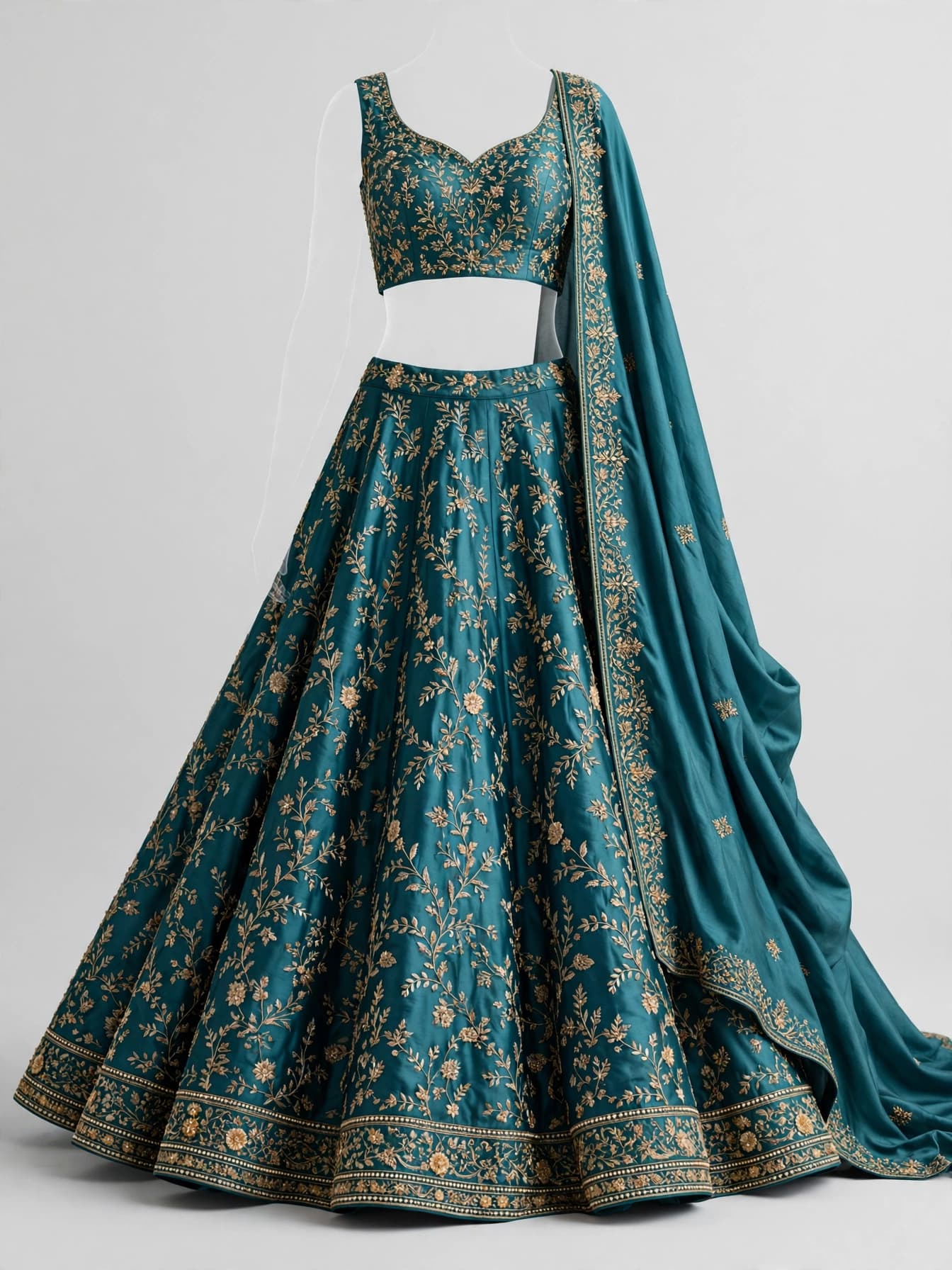 Silken Kantha Craft Wedding Lehenga