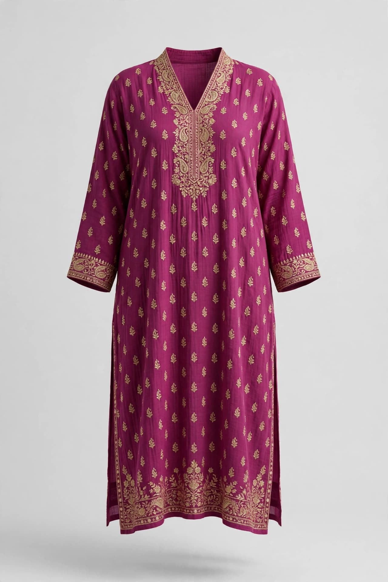 Scarlet Phulkari Fest Kaftan Kurti